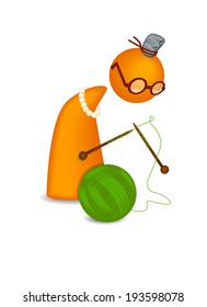 Simple iconic illustration of knitting