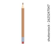 Simple and iconic image of a sharpened wooden pencil, ready for writing or drawing