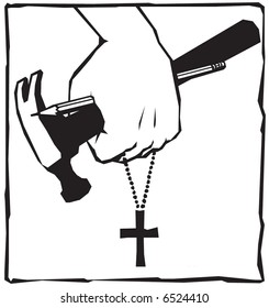 A simple, iconic interpretation of the Christian "goodworks" concept.