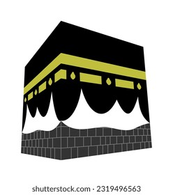 Simple iconic Kaaba, direction of islamic prayers, editable colors, vector illustration