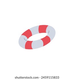 Simple and iconic lifebuoy vector illustration in red and grey, perfect for safety and nautical themes.