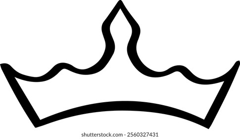 Simple, iconic line art illustration of a crown symbolizing royalty, authority, and success, ideal for logos, branding, and decorative purposes