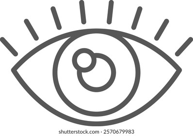 Simple and iconic representation of an eye, highlighting vigilance and observation with clean lines and prominent eyelashes, capturing attention and focus in a minimalist design