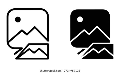 Einfache ikonische Darstellung der Berglandschaft in zweifarbigem Schema