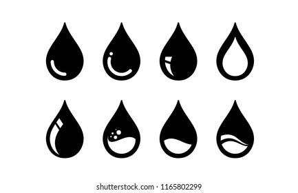 Simple iconic shapes of oil petroleum droplets that are processed for fuel and energy sources