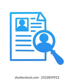 ícone simples.documentação de dados da pessoa revisão.dados pessoais desenhados à mão ícone.gradiente azul