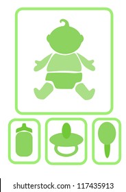 Simple icons - baby and  accessories, vector illustration.