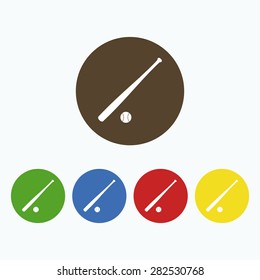 Simple icons bat and ball for baseball.
