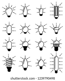 Simple icons bulbs line icons