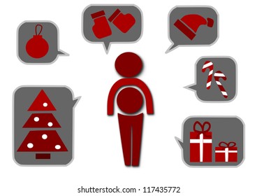 Simple icons for christmas time - vector illustration