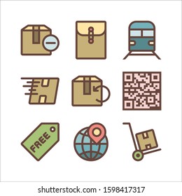 Simple icons color related to shipping and logistics 