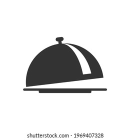 Simple icons of cooking and kitchen utensils such as spoons, glasses, plates, forks, knives, bottles, chef hats, toasters and serving plates