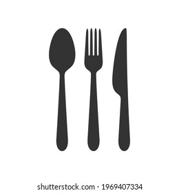 Simple icons of cooking and kitchen utensils such as spoons, glasses, plates, forks, knives, bottles, chef hats, toasters and serving plates