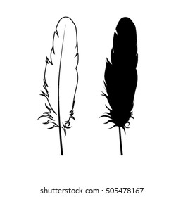 Simple Icons feathers isolated on a light background