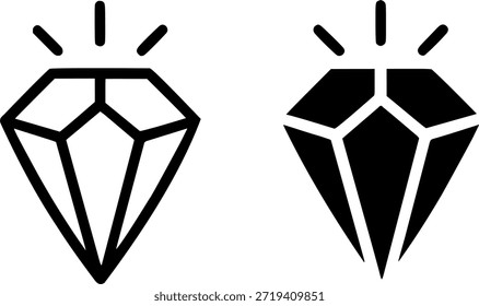 Einfache Symbole, Edelsteinillustrationen, Umrisse und Silhouettenversionen