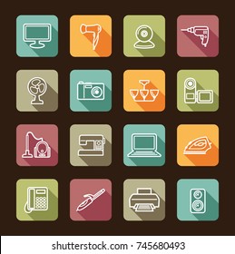 Simple icons of home appliances. Vector illustration
