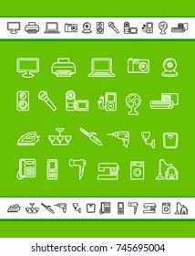 Simple icons of home appliances. Vector illustration