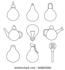 simple icons of household products in the form of light bulb