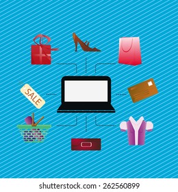 simple icons of infographics of shopping online 