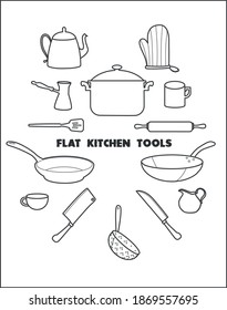 simple icons of kitchen tools-create in adobe illustrator with editable stroke