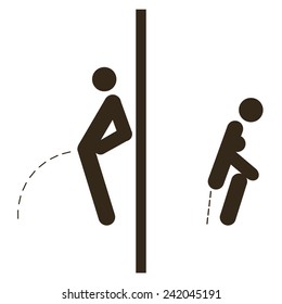 Simple icons men and women to describe the toilet door on a white background.