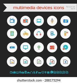 Simple icons of multimedia devices