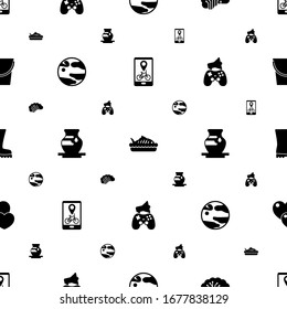 simple icons pattern seamless. Included editable filled Bike rental app, baked fish, AI Architecture, planet, Pottery, In-game Advertising icons. simple icons for web and mobile.