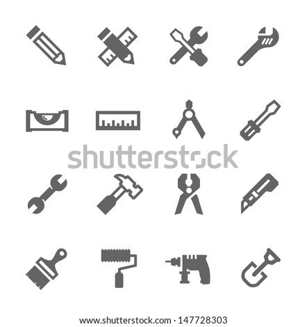 Simple icons related to tools.