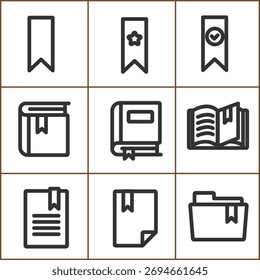 Simple Icons representing Books Bookmarks 