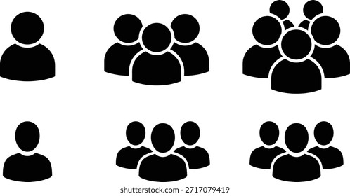 Iconos simples que representan grupos de personas