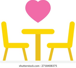Simple icons representing love and dining, suitable for romantic or hospitality-related content.