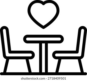 Simple icons representing love and dining, suitable for romantic or hospitality-related content.