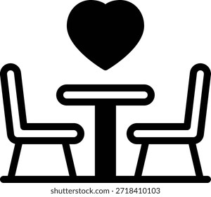 Simple icons representing love and dining, suitable for romantic or hospitality-related content.