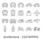 Simple icons representing various means of transportation