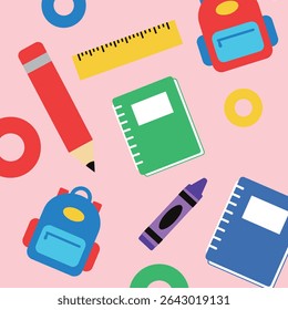 Simple Icons For School Days. School essentials. Education items.