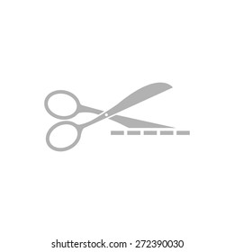 Simple icons scissors with cut lines.