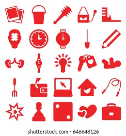 Simple icons set. set of 25 simple filled icons such as baby, dice, wallet, pencil, pitchfork, shovel, bucket, kidney, heart, heart key, laptop, microphone, photo, harbor