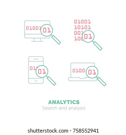 Simple icons set of Analytics flat vector thin line design concept 
