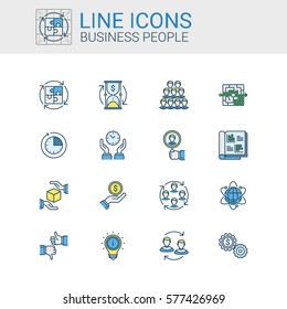 Simple icons set of Business People in line style