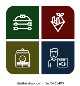 and simple icons set. Contains such icons as Bow and arrow, Fish and chips, Cookie jar, News admin, can be used for web, mobile logo