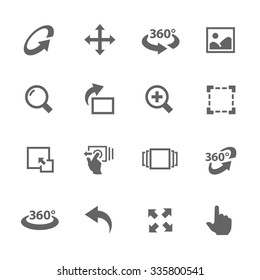 Simple Icons Set with Gray Design Elements of Image Manipulations, Scrolling, Rotating,
Zooming, Expanding and more. Modern vector pictogram collection.