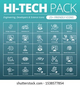 Simple icons set for high tech and  artificial intelligence companies. Vector graphics made for developers and U.I. designers