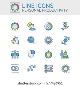 Simple icons set of Personal Productivity in line style
