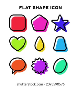 Simple icons of shape. Line and color icon. Contains Icons like square, pentagon, star, heart, tear, trapezoid, dialog bubble, ellipse. Suitable for education, UI and UX and math design needs.