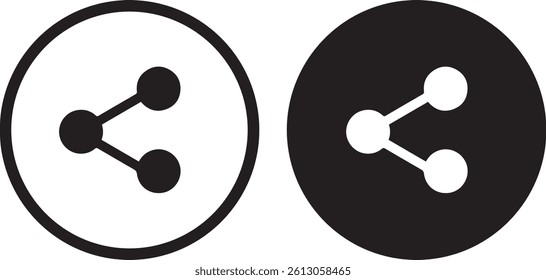 Simple icons, share symbol, circular design, black and white, minimalist, graphic design, vector art, social media.