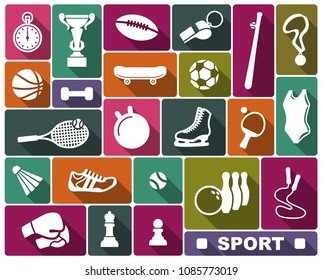 Simple icons of the sports goods and accessories