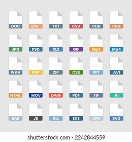 simple icons of various file types