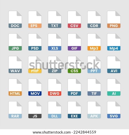 simple icons of various file types