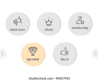 simple icons for web - news and clients, win cup and join, like it