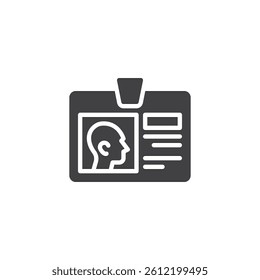 A simple ID or business card vector icon. filled flat sign for mobile concept and web design. Personal badge card glyph icon. Contact information symbol, logo illustration. Vector graphics